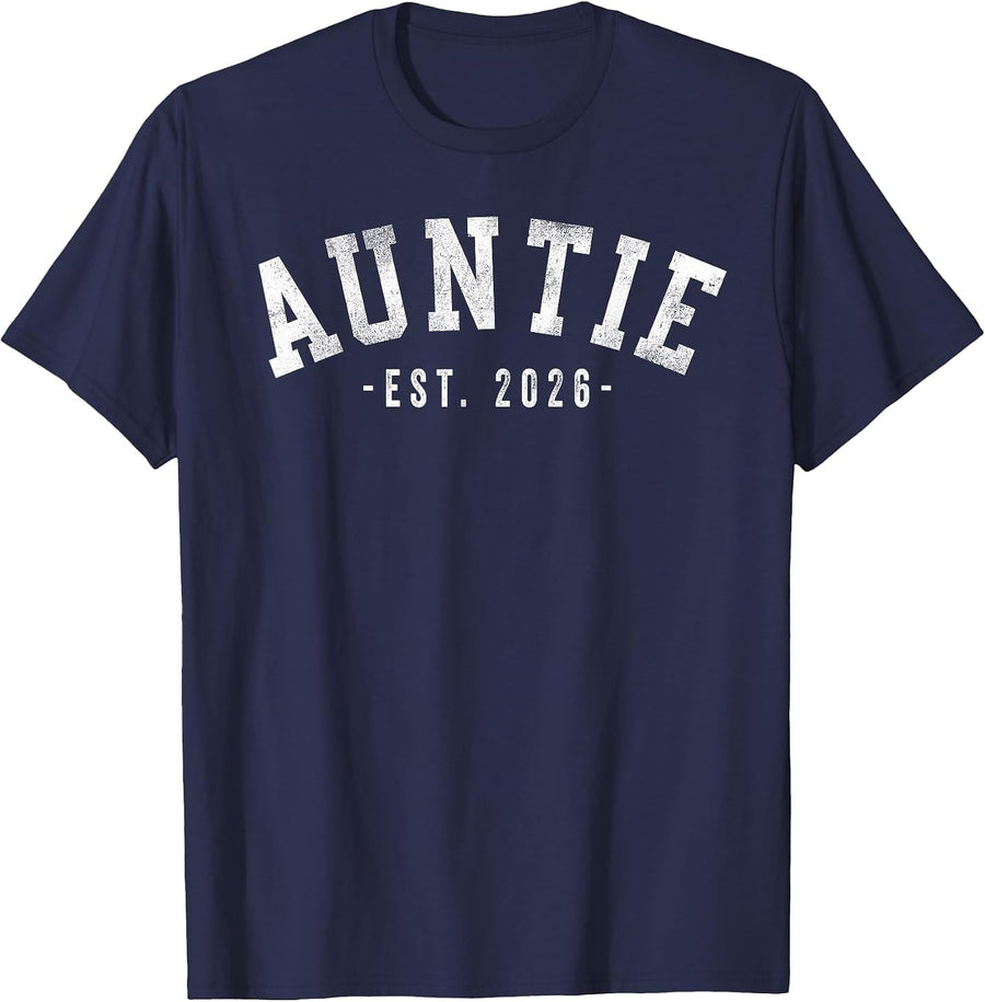 Auntie 2026 Classic Bold Font T-Shirt - Navy Blue