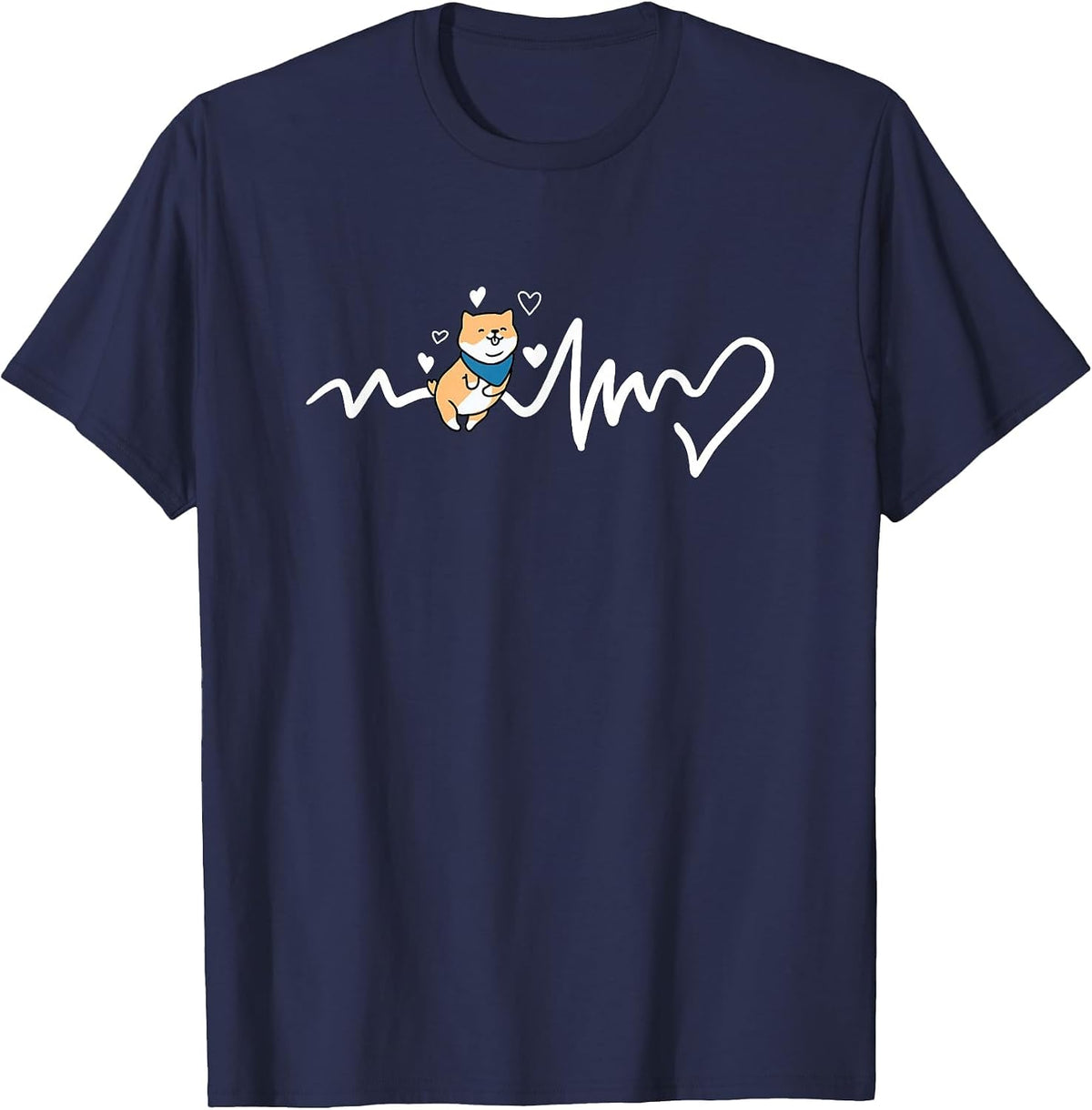Shiba Inu Heartbeat T-Shirt - Navy Blue