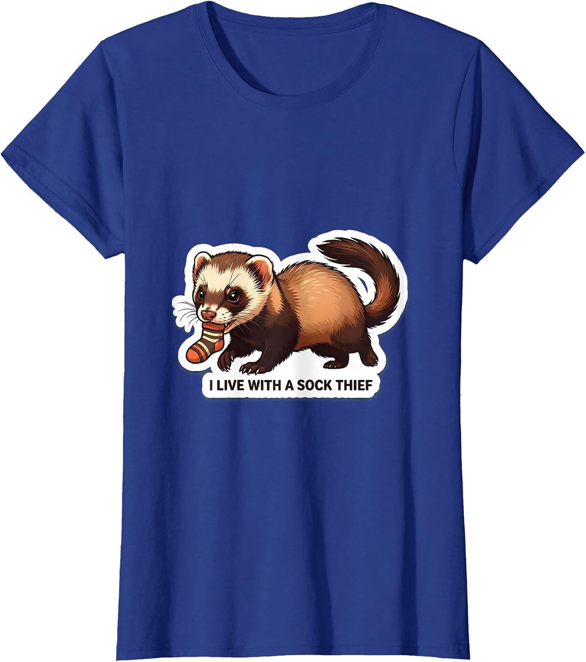 Women's I Live With A Sock Thief Funny Ferret Lover Gift For Kids T-Shirt - Royal Blue