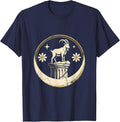 Capricorn Lone Goat Ancient Pillar Zodiac Art T-Shirt - Navy Blue