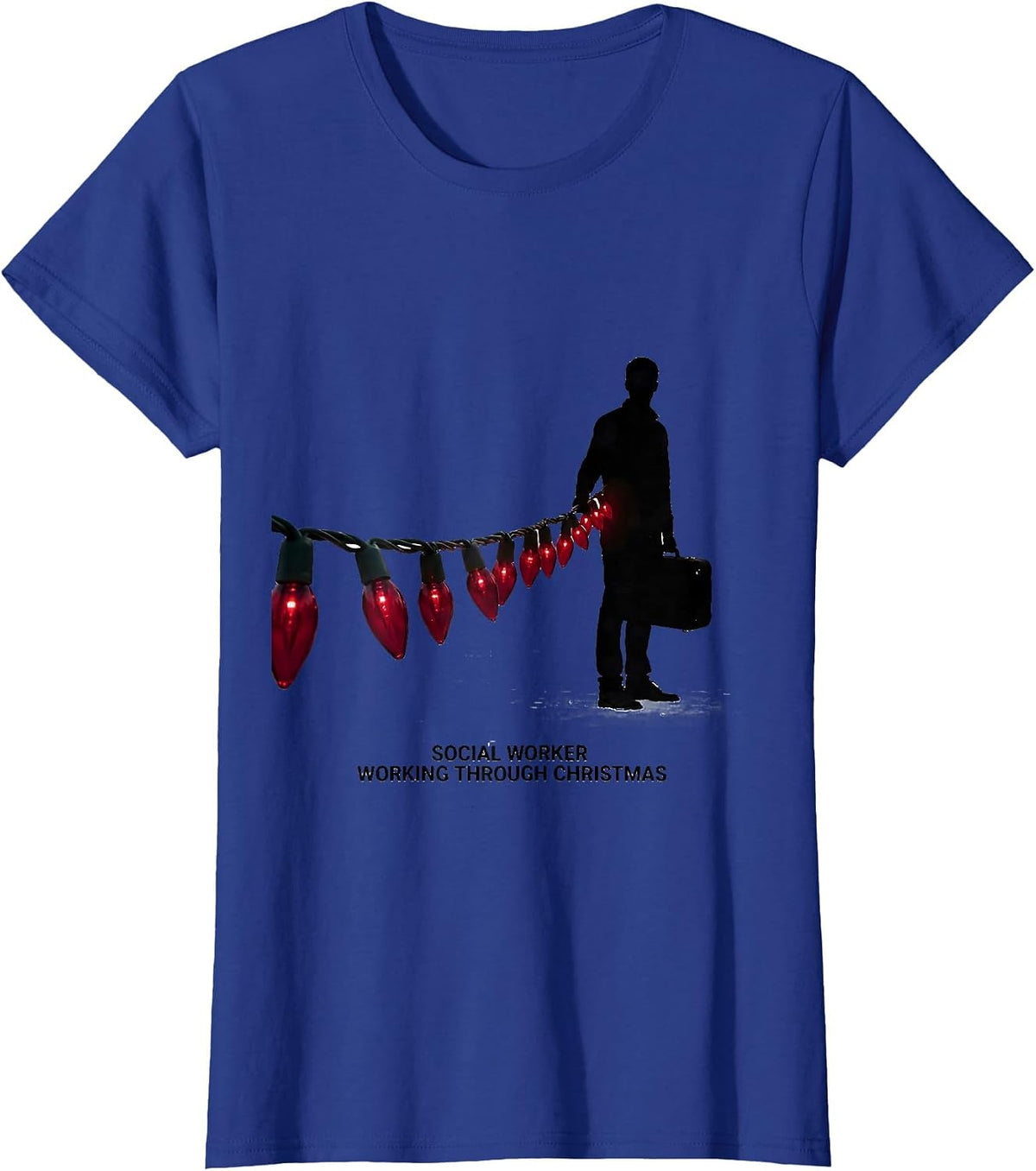 Women's Social Worker, Working Through Christmas Funny T-Shirt - Royal Blue