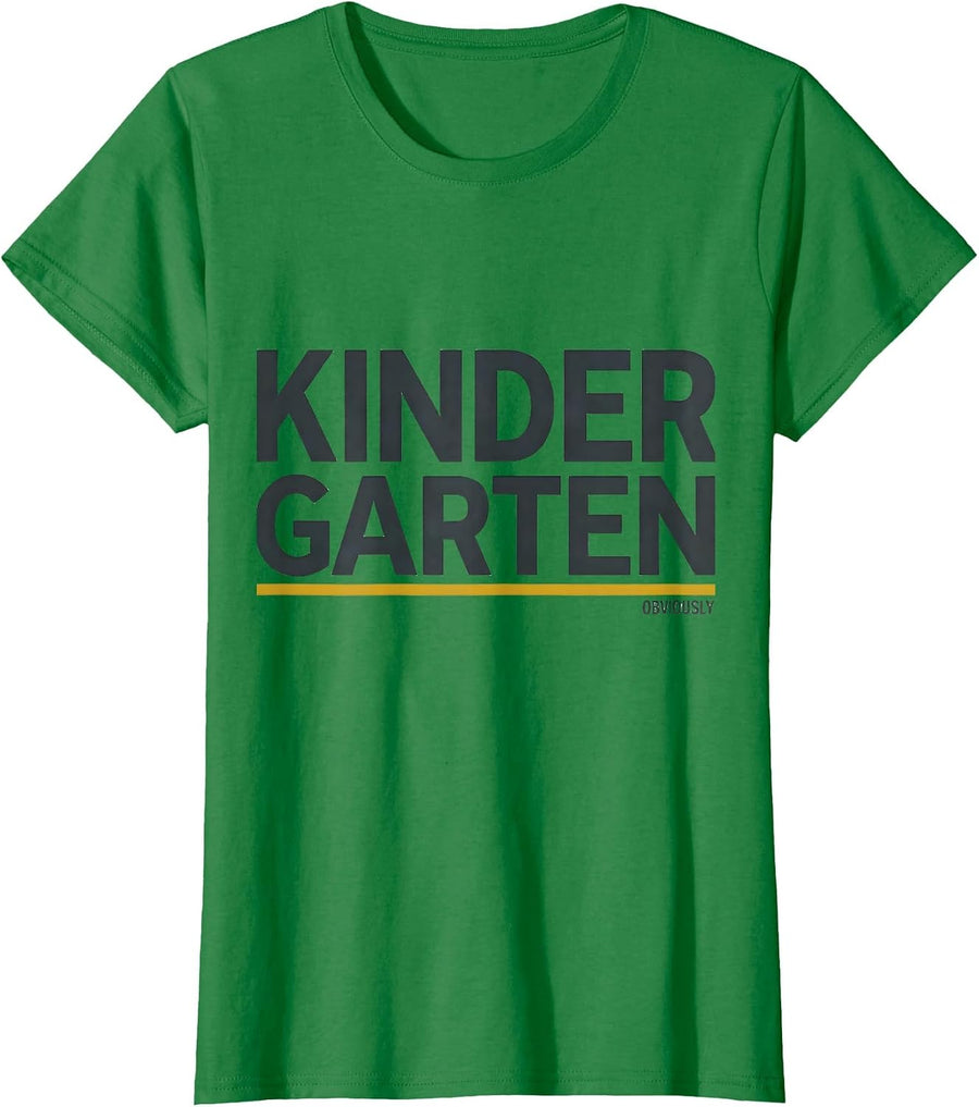 Women's Kindergarten Obviously Minimalist Teacher Back to School T-Shirt - Kelly Green