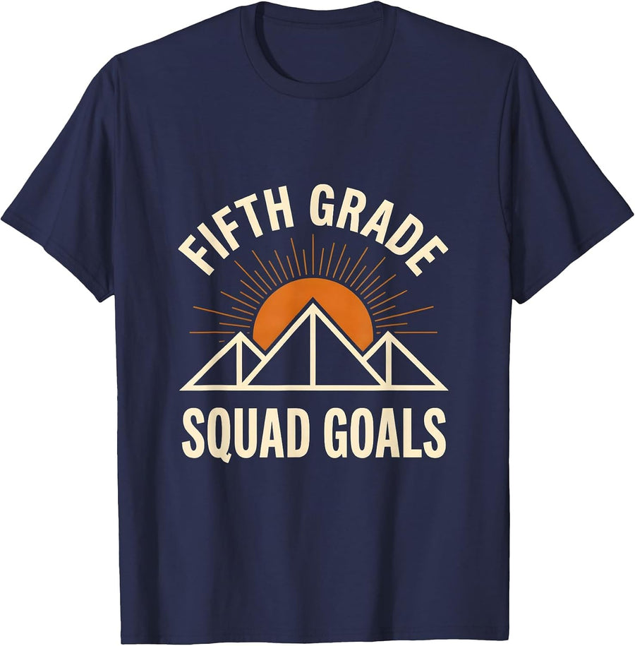 Fifth Grade Squad Goals Teacher Design T-Shirt - Navy Blue