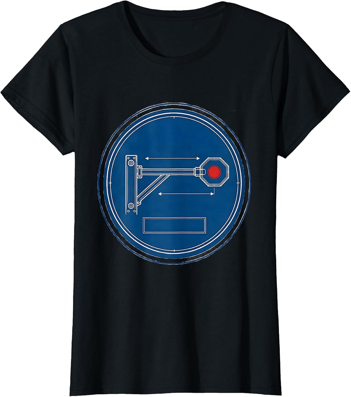School Bus Stop Arm Technical Blueprint Driver Appreciation T-Shirt - Black