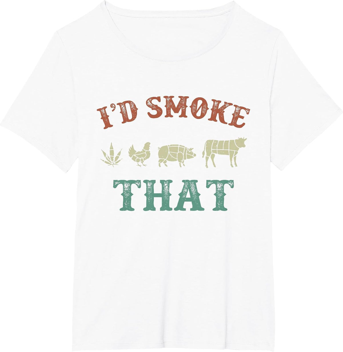I'd Smoke that Funny BBQ Weed Grilling Lover - Vintage Retro T-Shirt - White