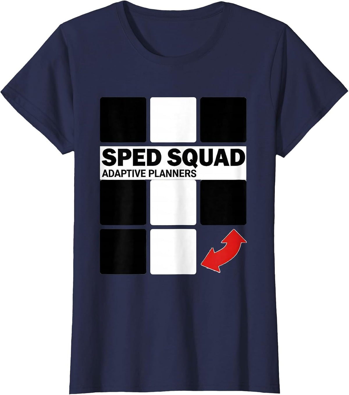 Women's SPED Squad Adaptive Planners Special Education Teacher T-Shirt - Navy Blue
