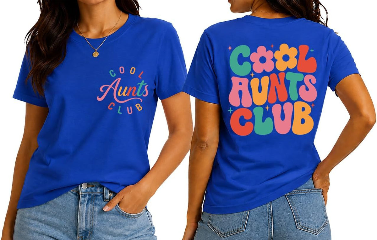 Aunt Shirt Cool Aunts Club Shirts for Women Funny Cute Auntie Tshirt - Royal Blue