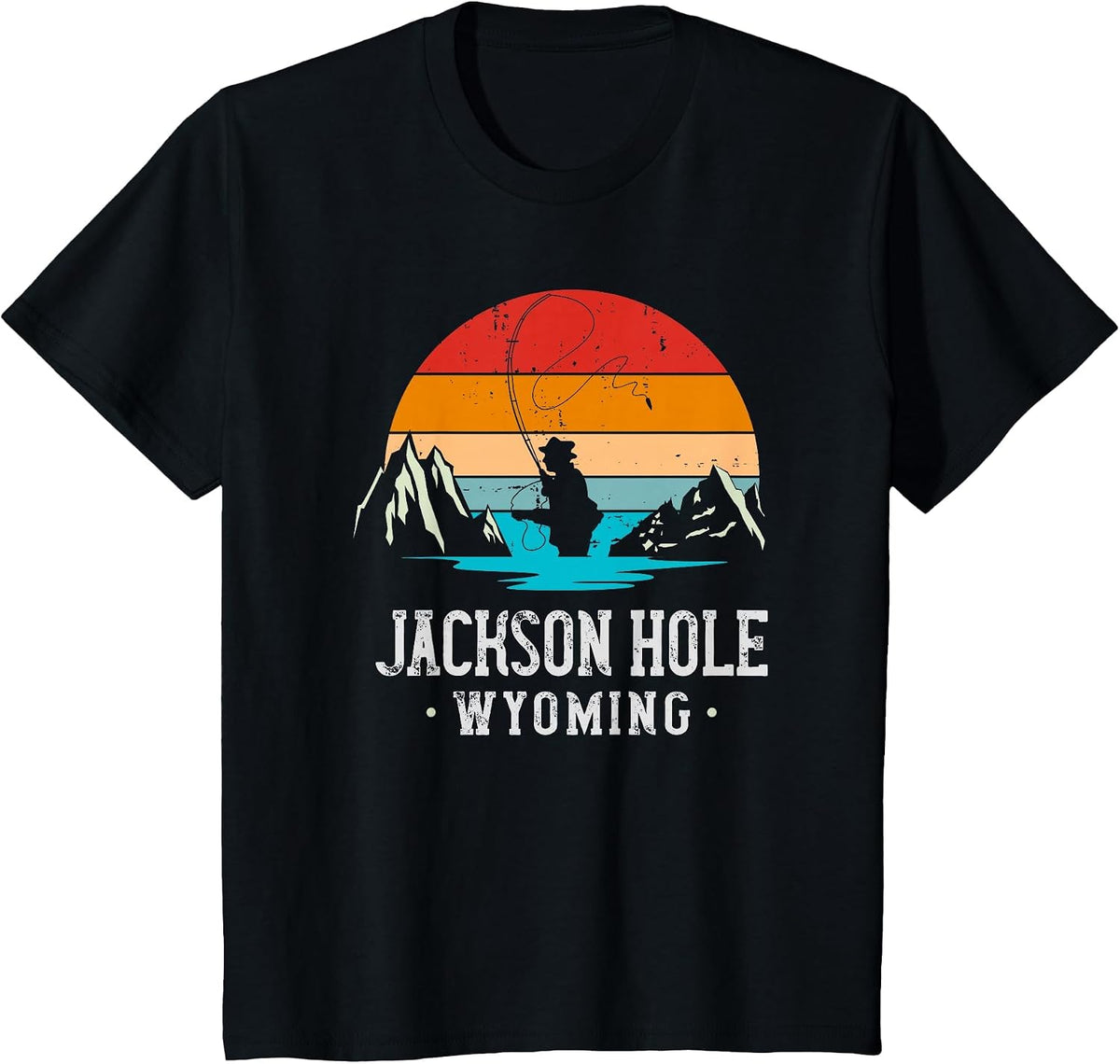 Fly Fishing Jackson Hole Wyoming T-Shirt - Black