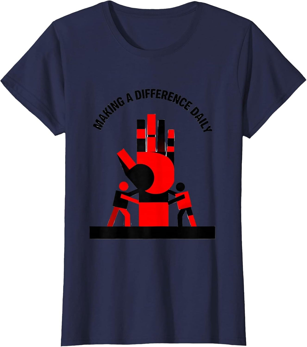 Women's Making a Difference Daily Social Worker Design T-Shirt - Navy Blue