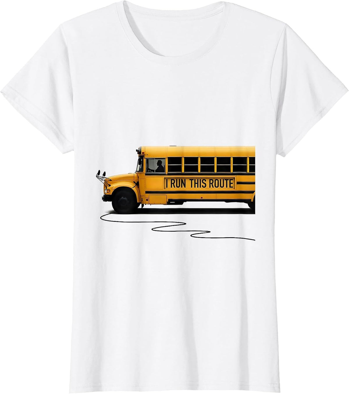 I Run This Route Minimal School Bus Driver Humor Novelty T-Shirt - White