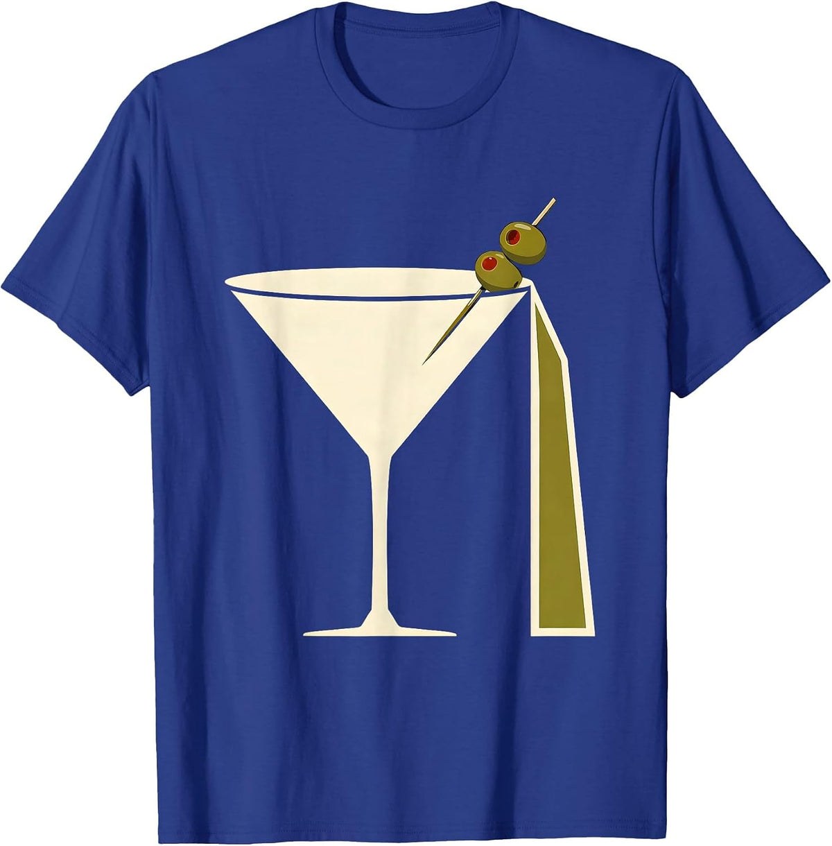 Men's Martini Cone Oversized Flat Cocktail Humor T-Shirt - Royal Blue