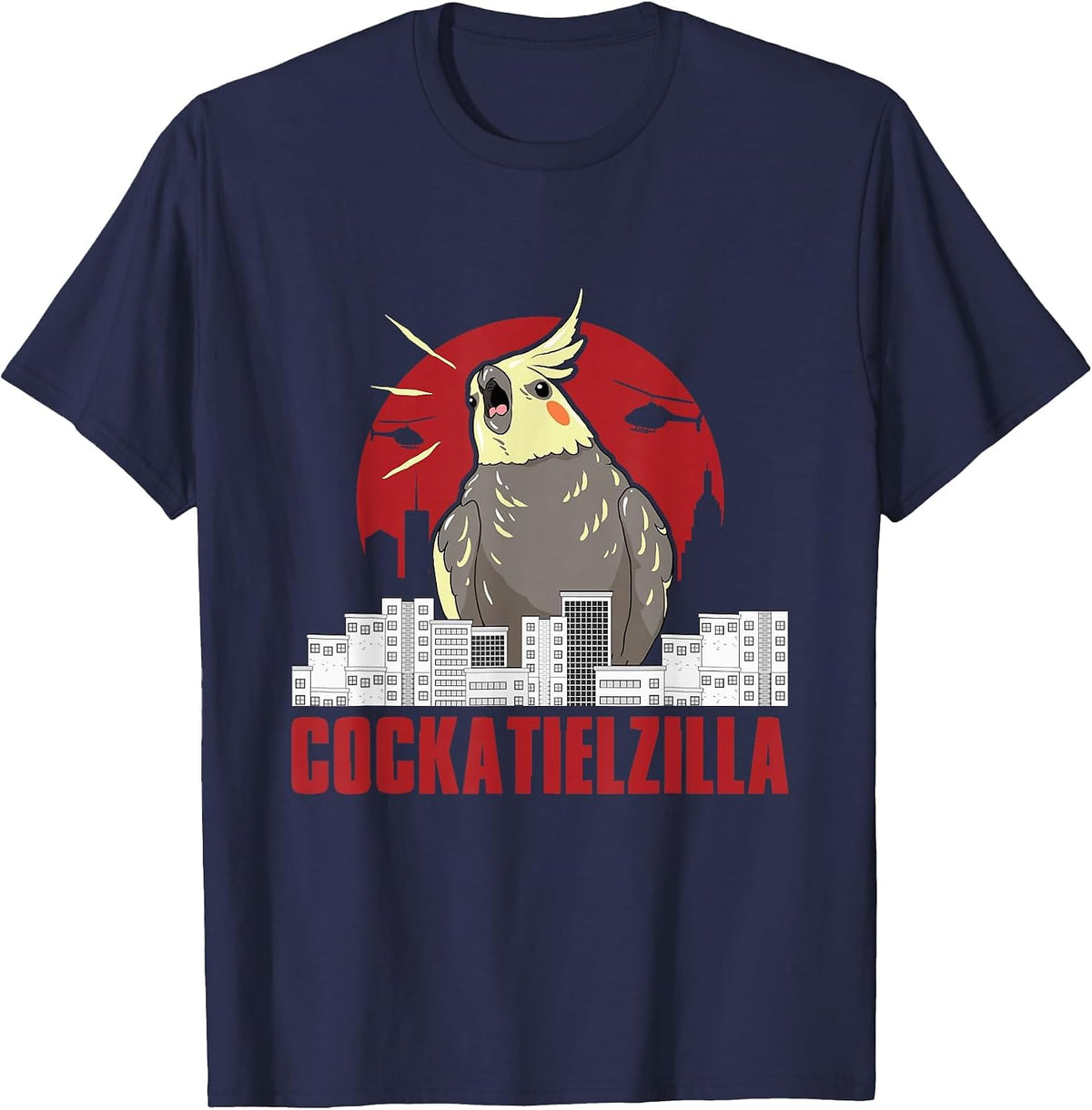 Cute Cockatiel Parrot, Cockatielzilla Funny Gifts T-Shirt - Navy Blue