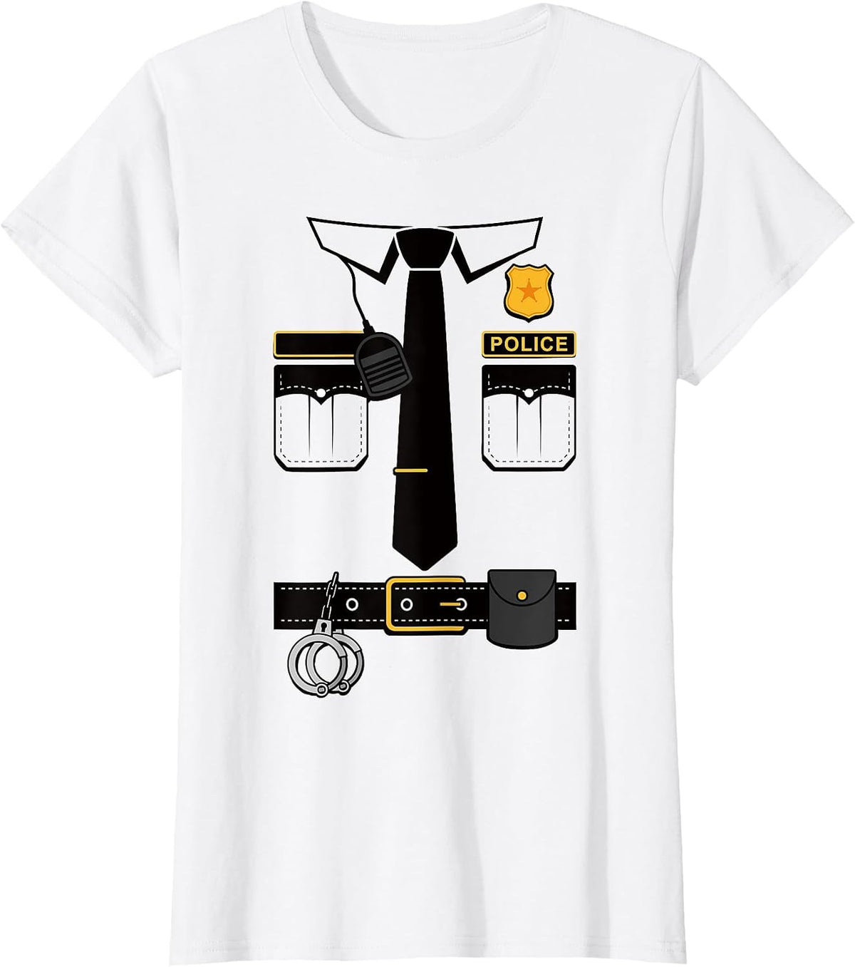 Police Uniform Officer Costume T-Shirt - White