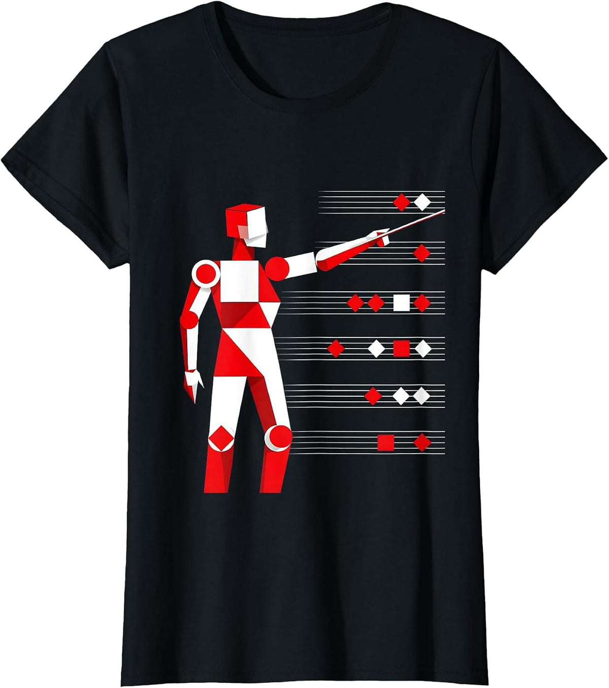 Music Teacher Chalkboard Staff Illustration T-Shirt - Black