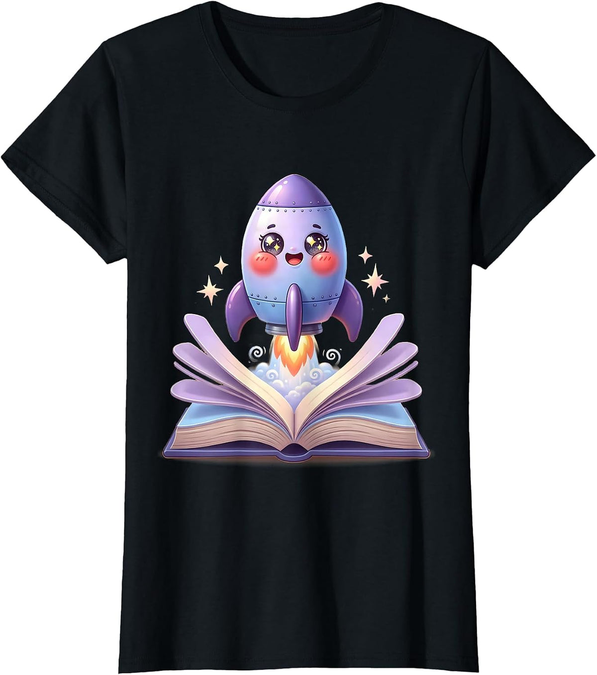 ADHD Awareness Rocket Book Launch Illustration T-Shirt - Black