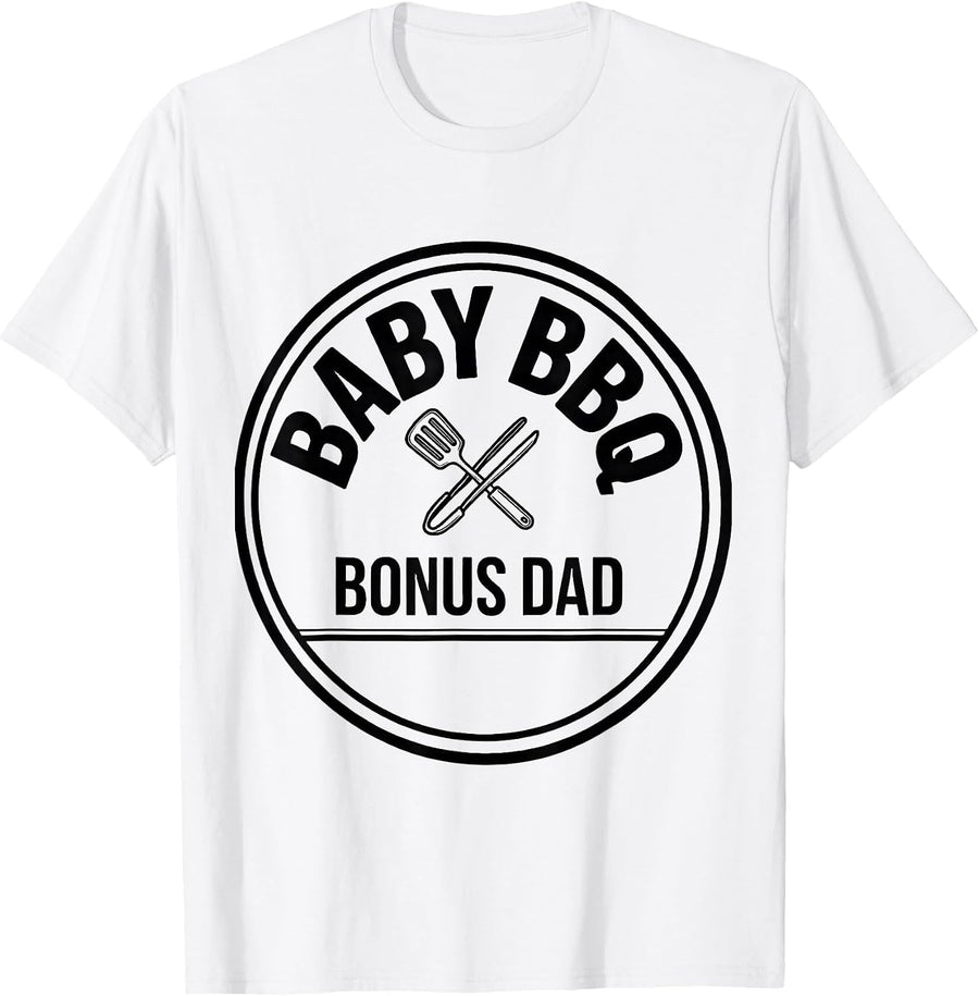 Men's Baby BBQ Bonus Dad Funny Family Matching Role Party T-Shirt - White