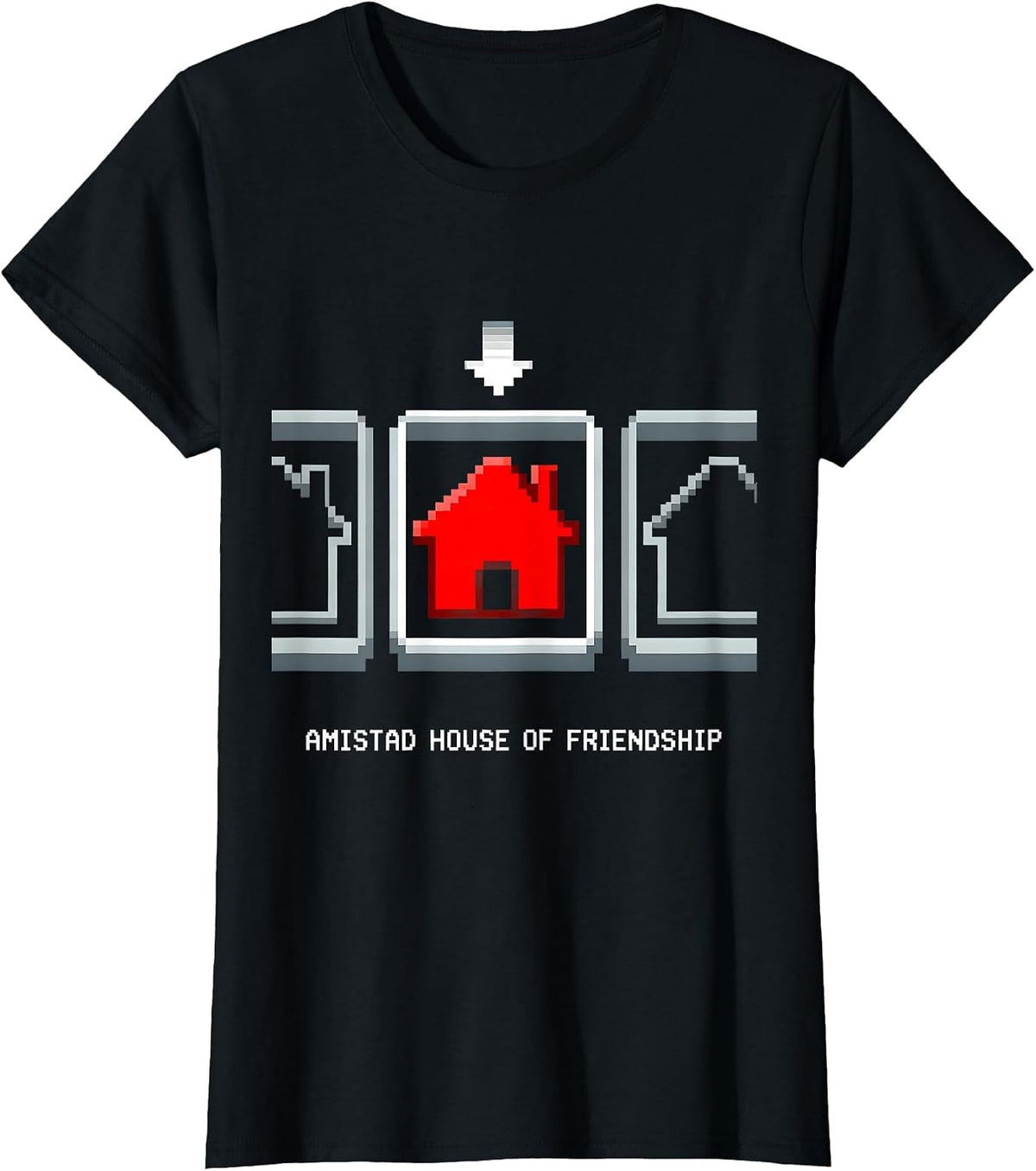 Amistad House of Friendship Retro Pixel Art School Spirit T-Shirt - Black