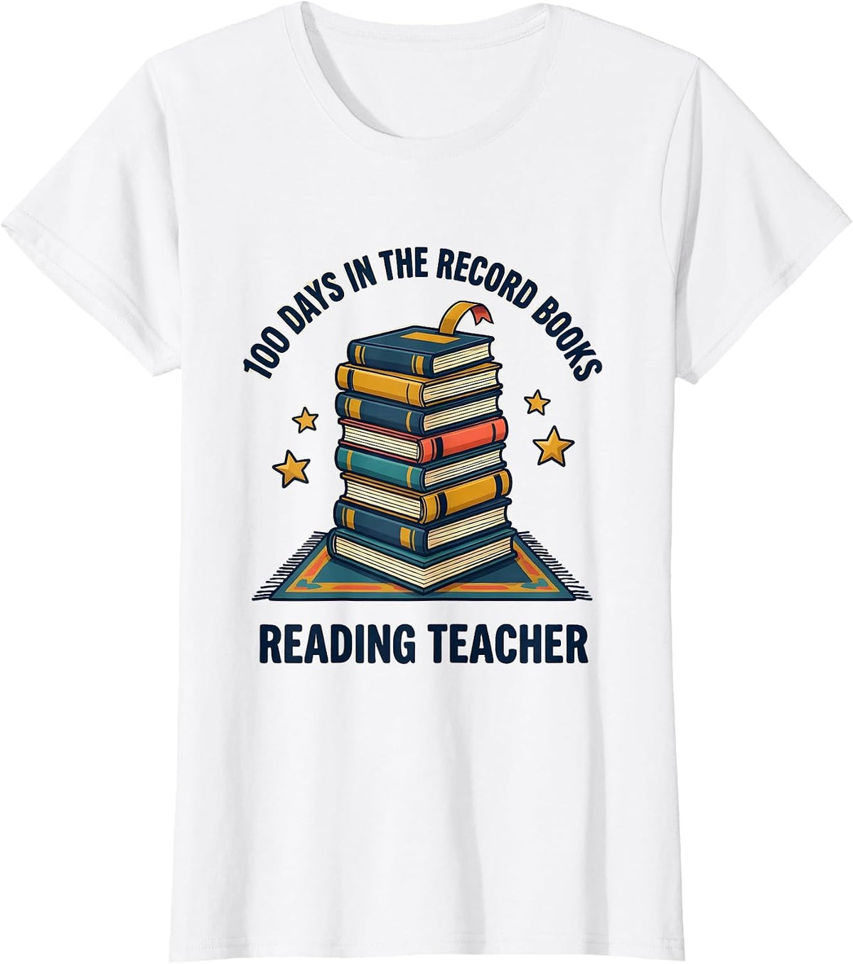 100 Days In The Record Books Reading Teacher T-Shirt - White