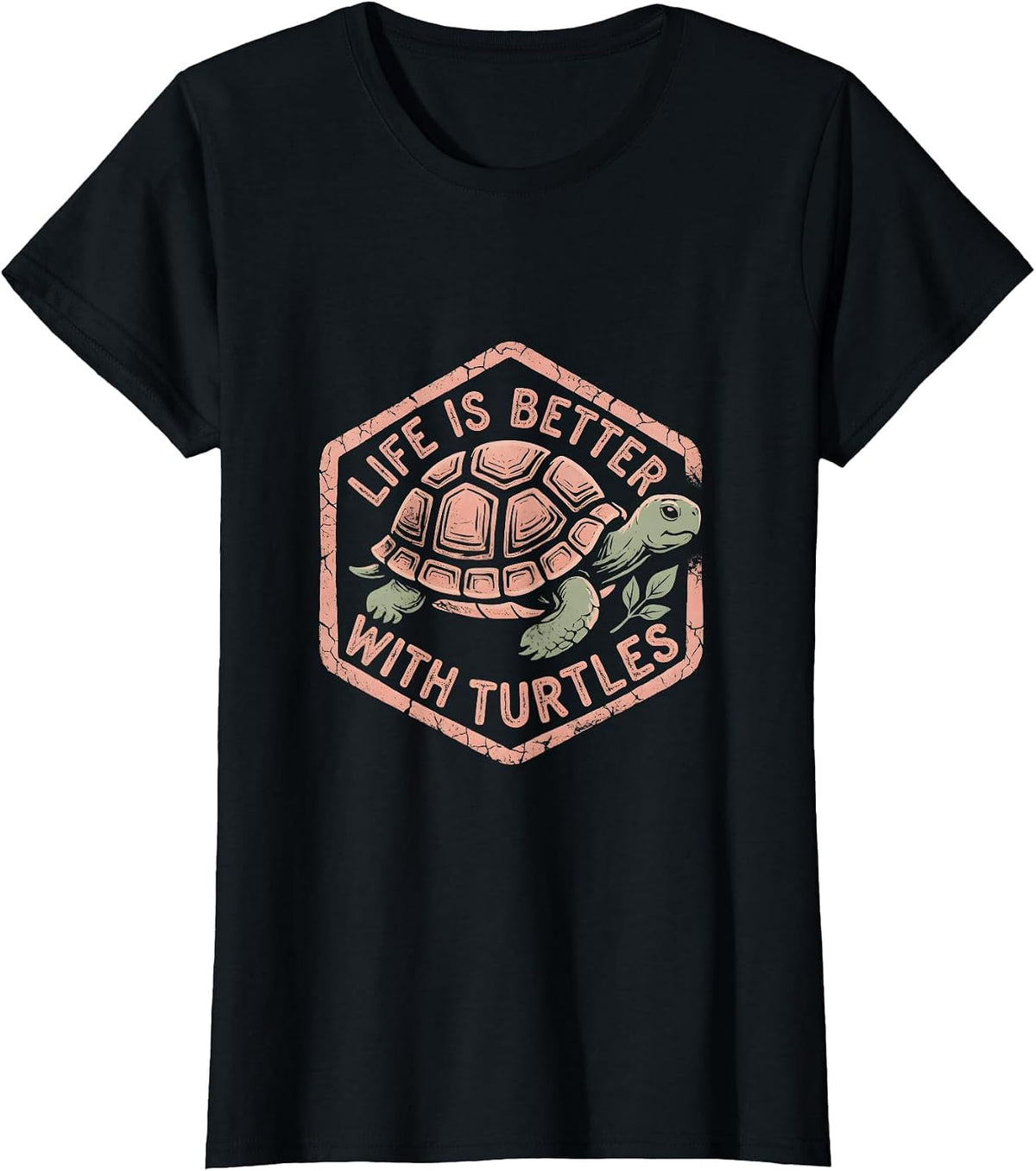 Life Is Better With Turtles Nature Lover Design T-Shirt - Black
