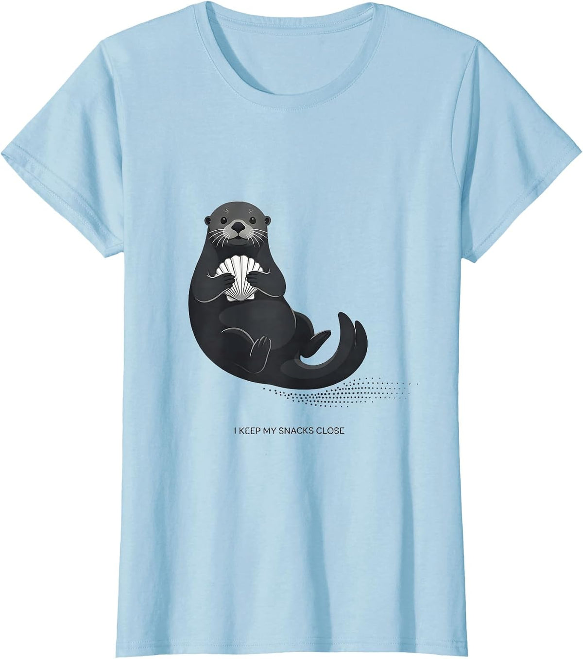 I Keep My Snacks Close Funny Otter Lover Humor Gift T-Shirt - Baby Blue