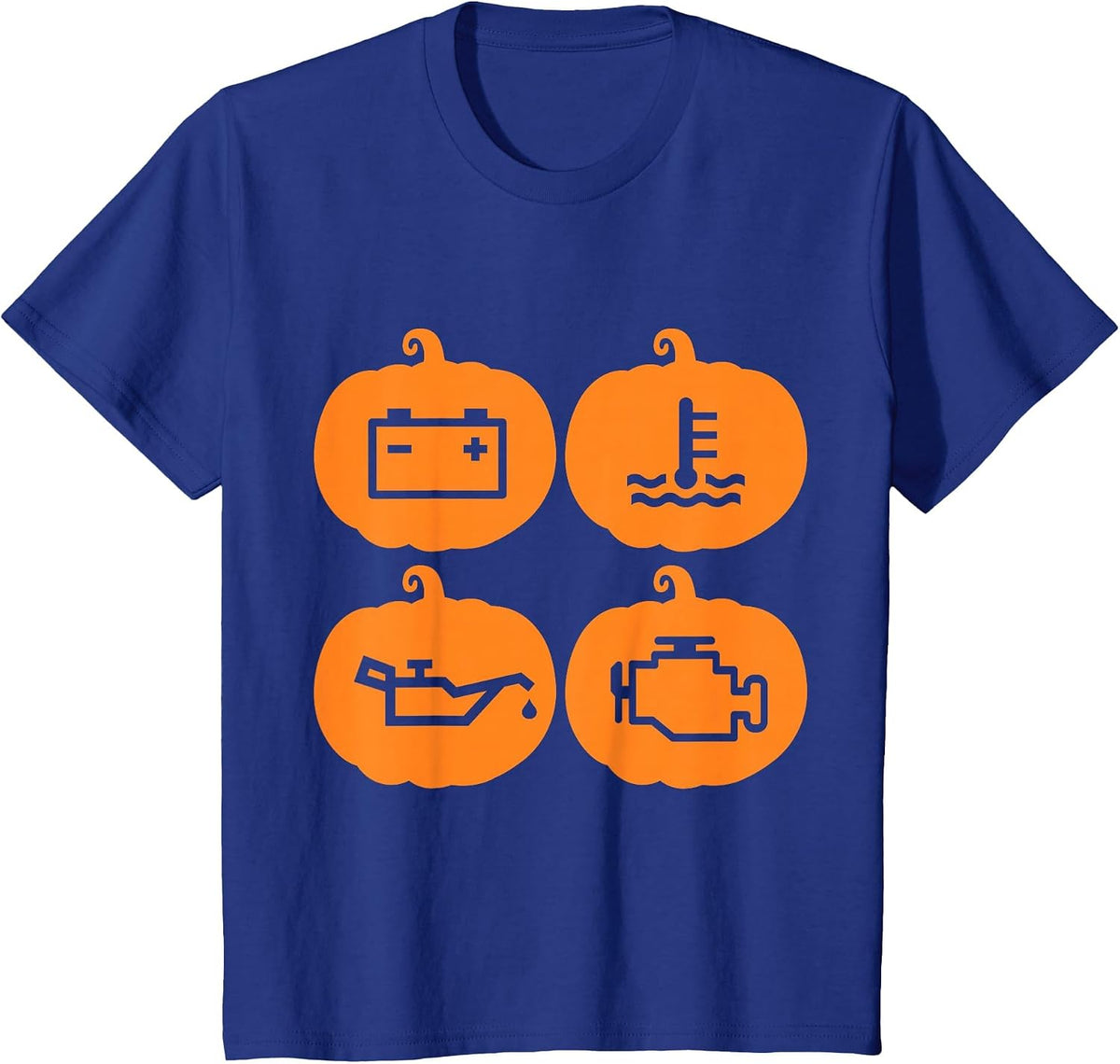 Halloween Pumpkin Car Mechanic Funny Joke Check Engine T-Shirt - Royal Blue