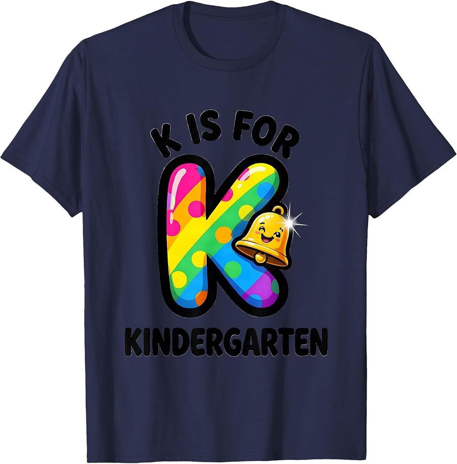 K Is For Kindergarten Teacher Back To School Cheerful T-Shirt - Navy Blue