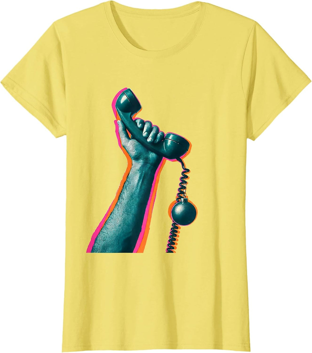 Blank Telephone Receiver Social Worker Christmas Party Humor T-Shirt - Lemon Yellow