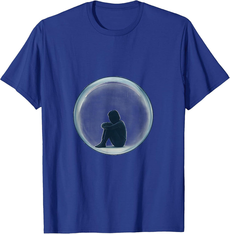 Autism Awareness Lone Figure In Soap Bubble Art T-Shirt - Royal Blue