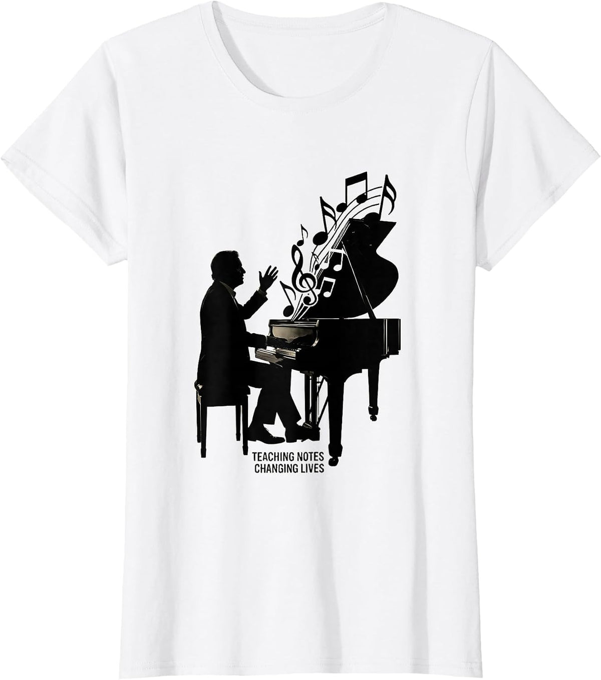Teaching Notes Changing Lives Music Teacher Design T-Shirt - White