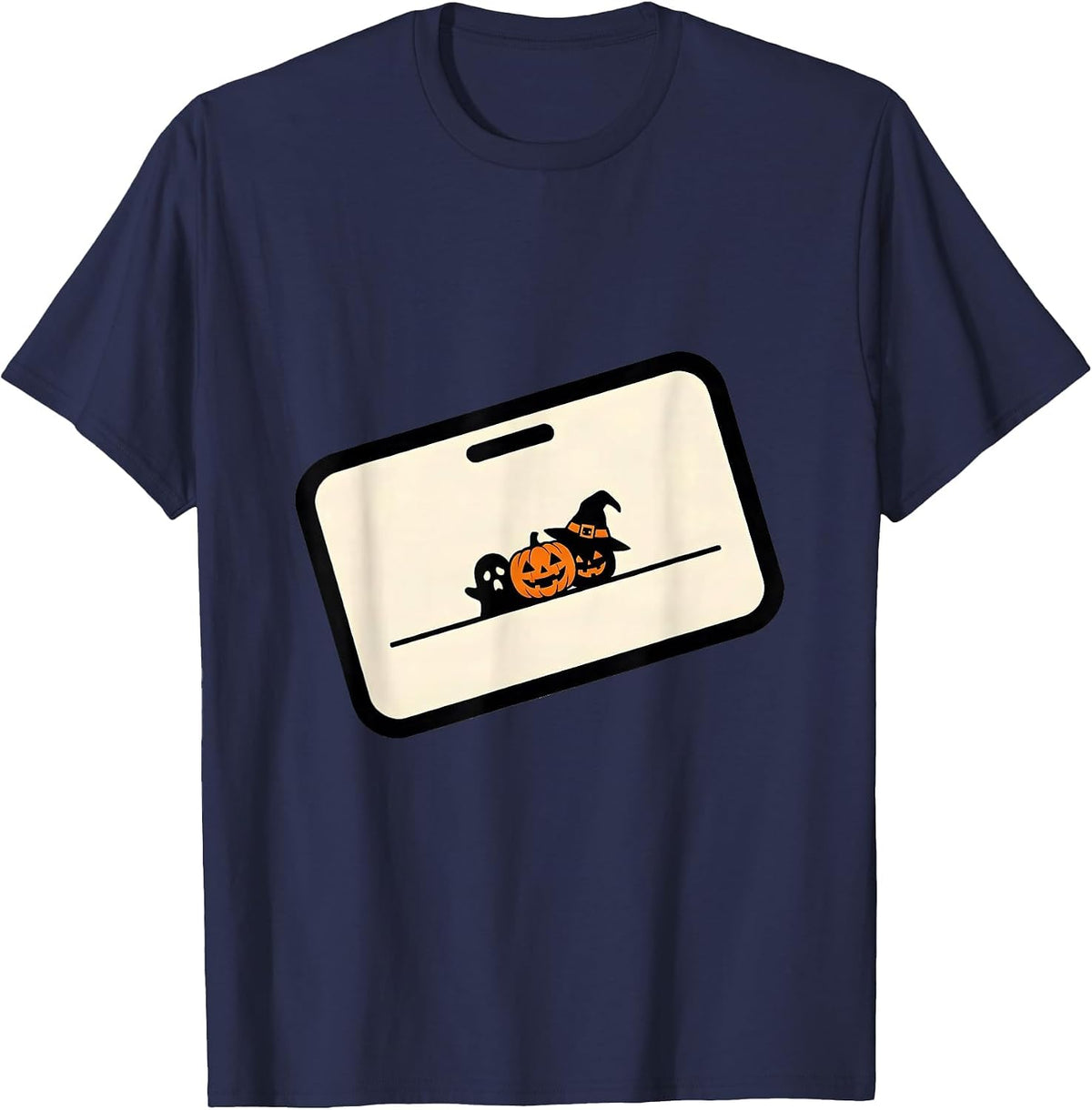 Men's Costume Label Tiny Creature Teacher Halloween Humor T-Shirt - Navy Blue