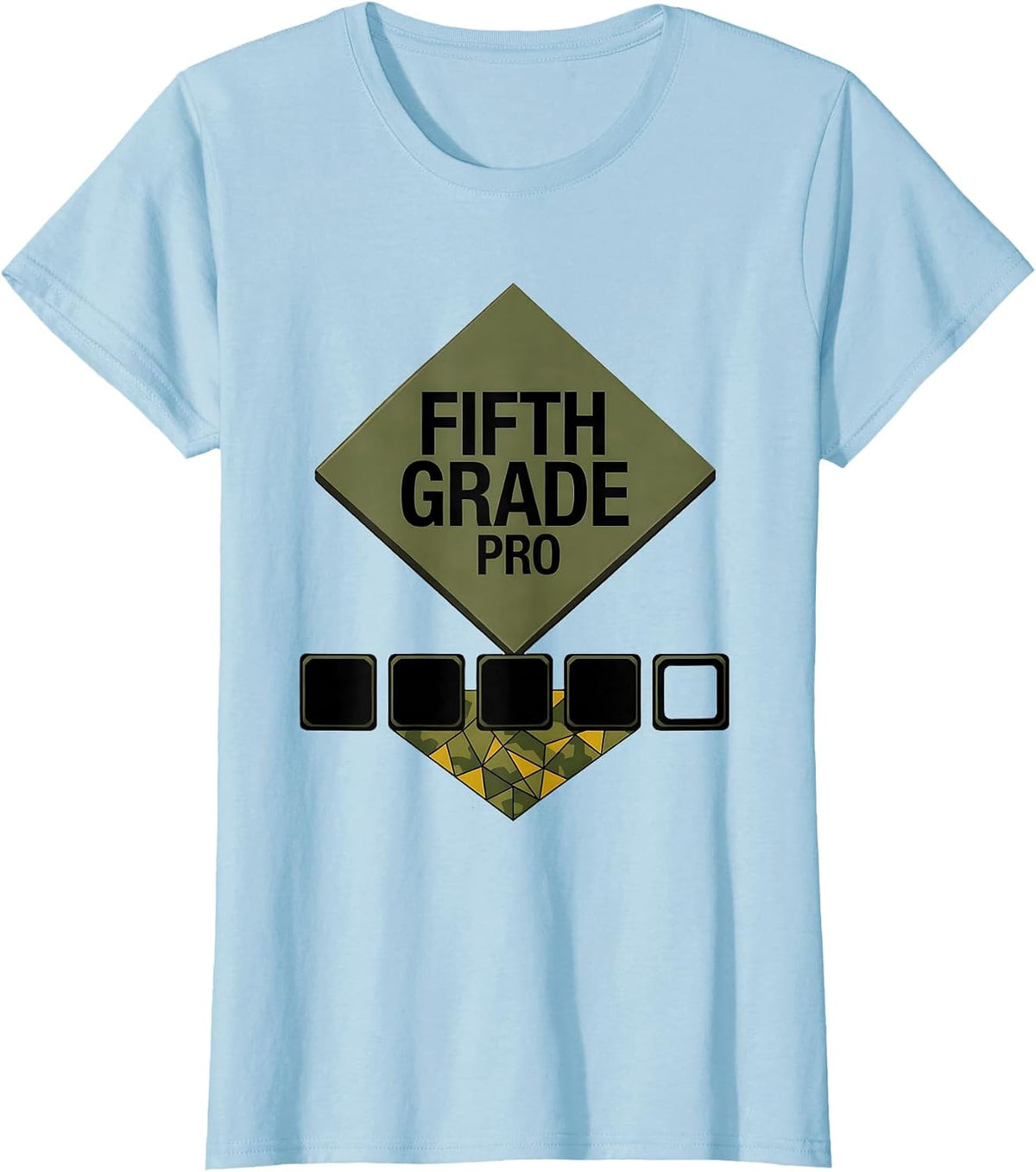 Fifth Grade Pro Camo Back To School Boys Teachers T-Shirt - Baby Blue