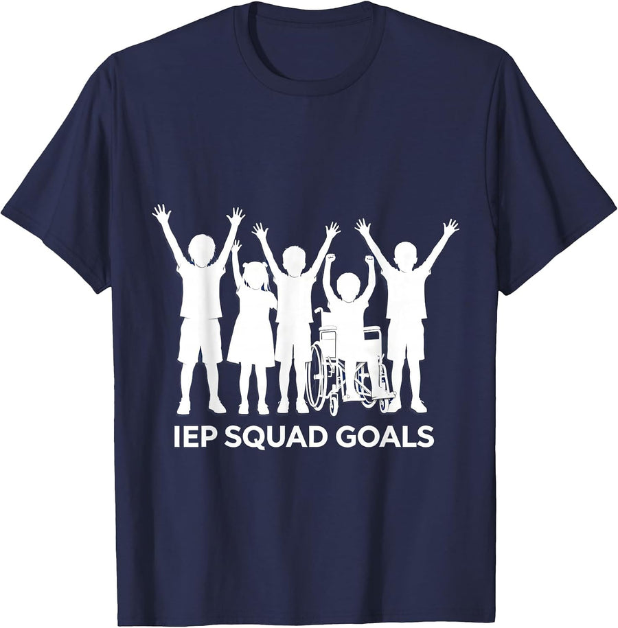 IEP Squad Goals Special Education Design T-Shirt - Navy Blue