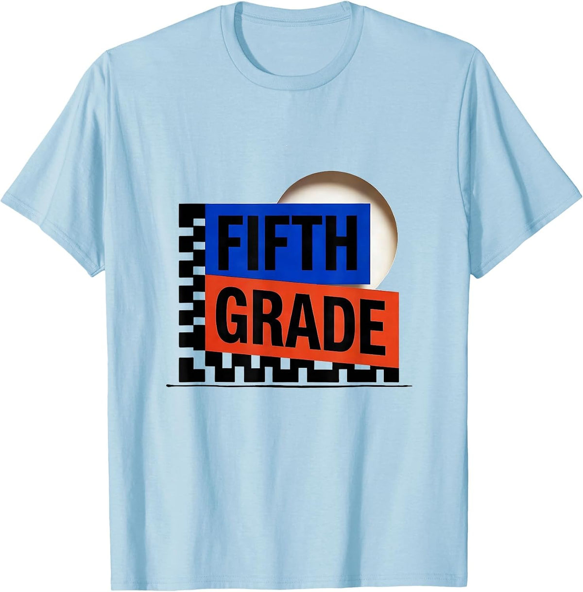 Men's Fifth Grade Geometric Retro Teacher Student Back To School T-Shirt - Baby Blue