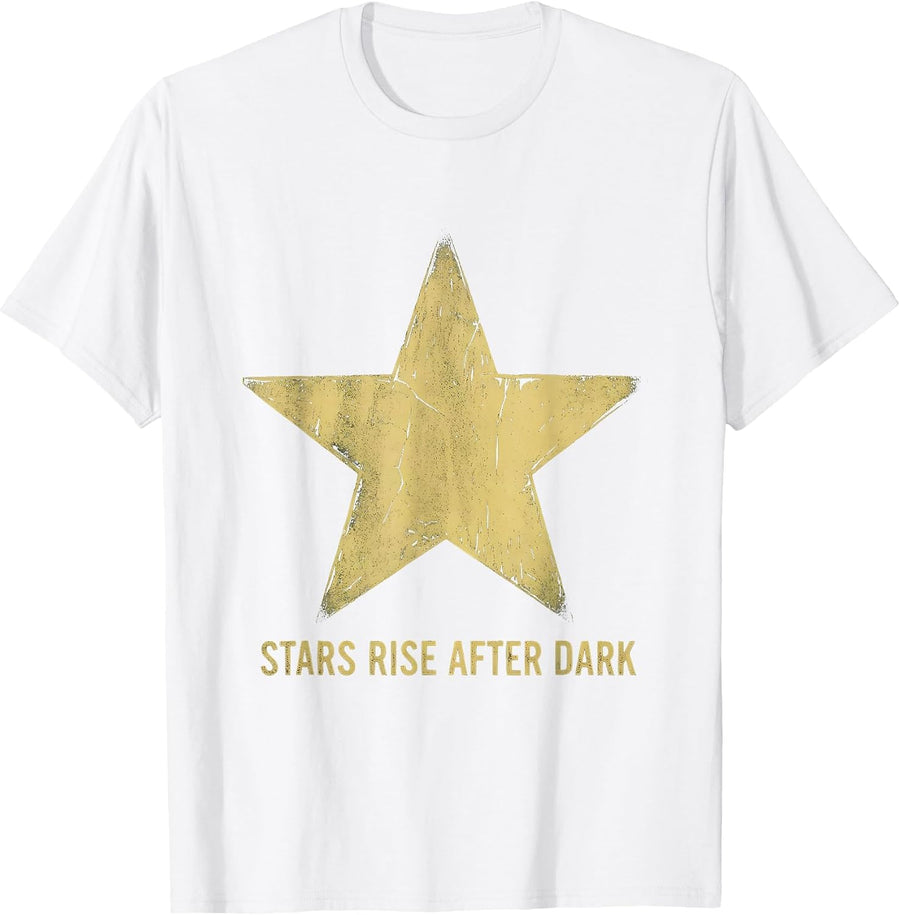 Men's Stars Rise After Dark Inspirational Star Design T-Shirt - White