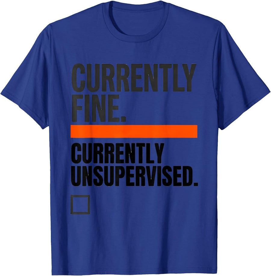 Currently Fine Currently Unsupervised Funny Raccoon T-Shirt - Royal Blue