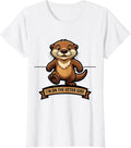 Women's I'm On The Otter Side Funny Otter Lover Mascot Logo Novelty T-Shirt - White