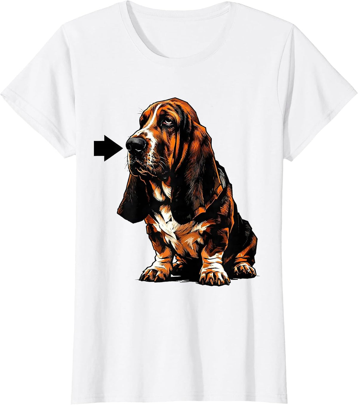 Women's Basset Hound Massive Flat-Plane Brutalist Graphic Dog Lover T-Shirt - White