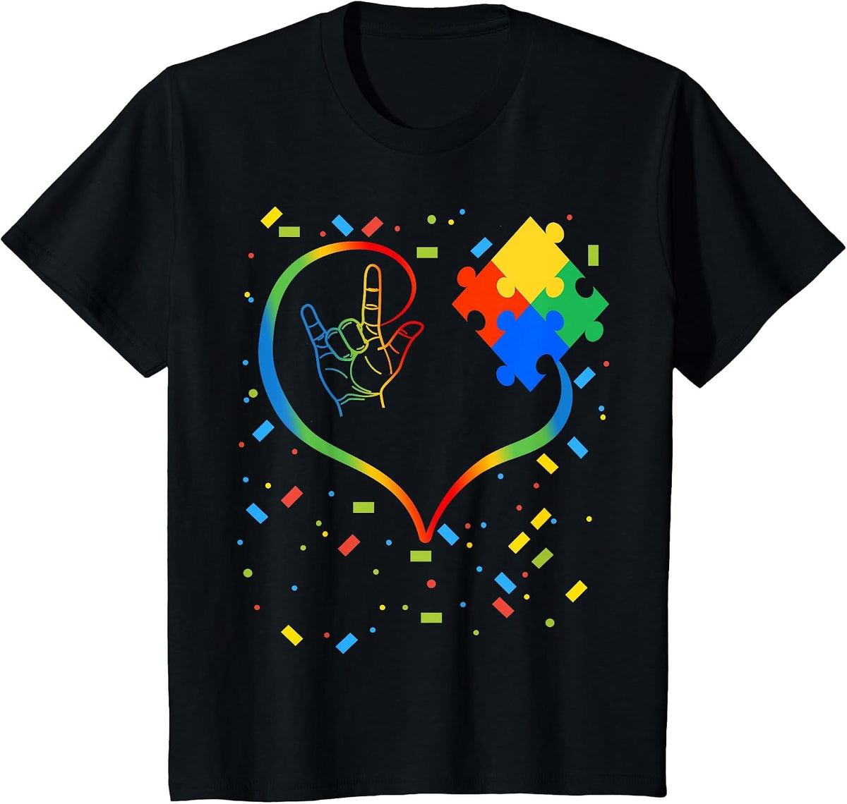 Autism Awareness Special Ed Teacher ASL Sign Language T-Shirt - Black