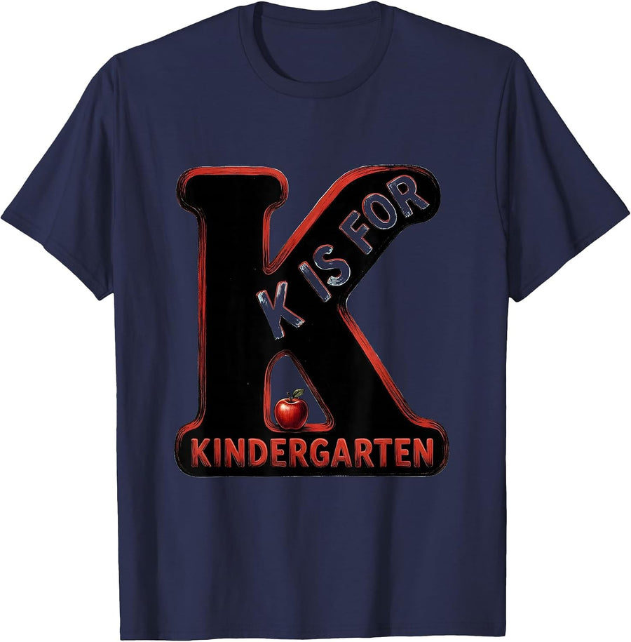 K Is For Kindergarten Teacher Cheerful Back To School Pride T-Shirt - Navy Blue