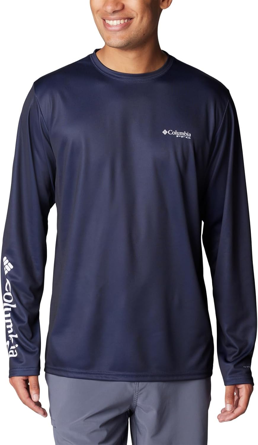 Columbia Men's Terminal Tackle PFG Bait Jumper Long Sleeve - Coll Navy\/Red Spark Bait Jumper Salt