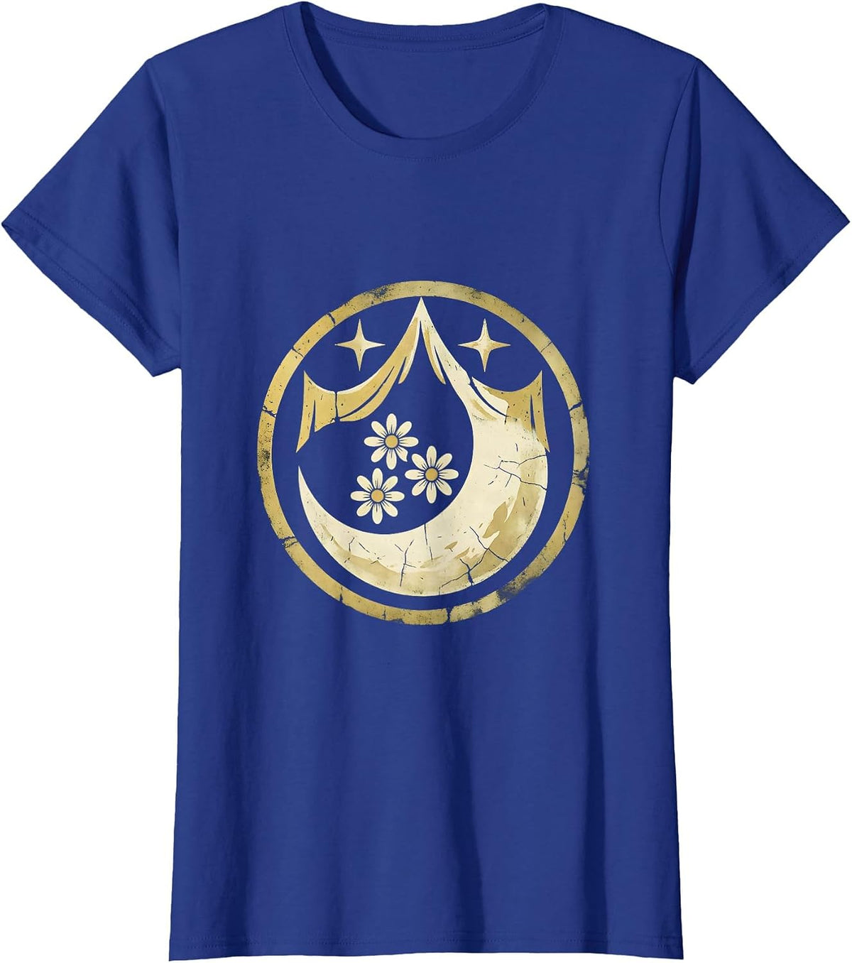 Women's Cosmic Goddess Galaxy Cloak Illustration T-Shirt - Royal Blue