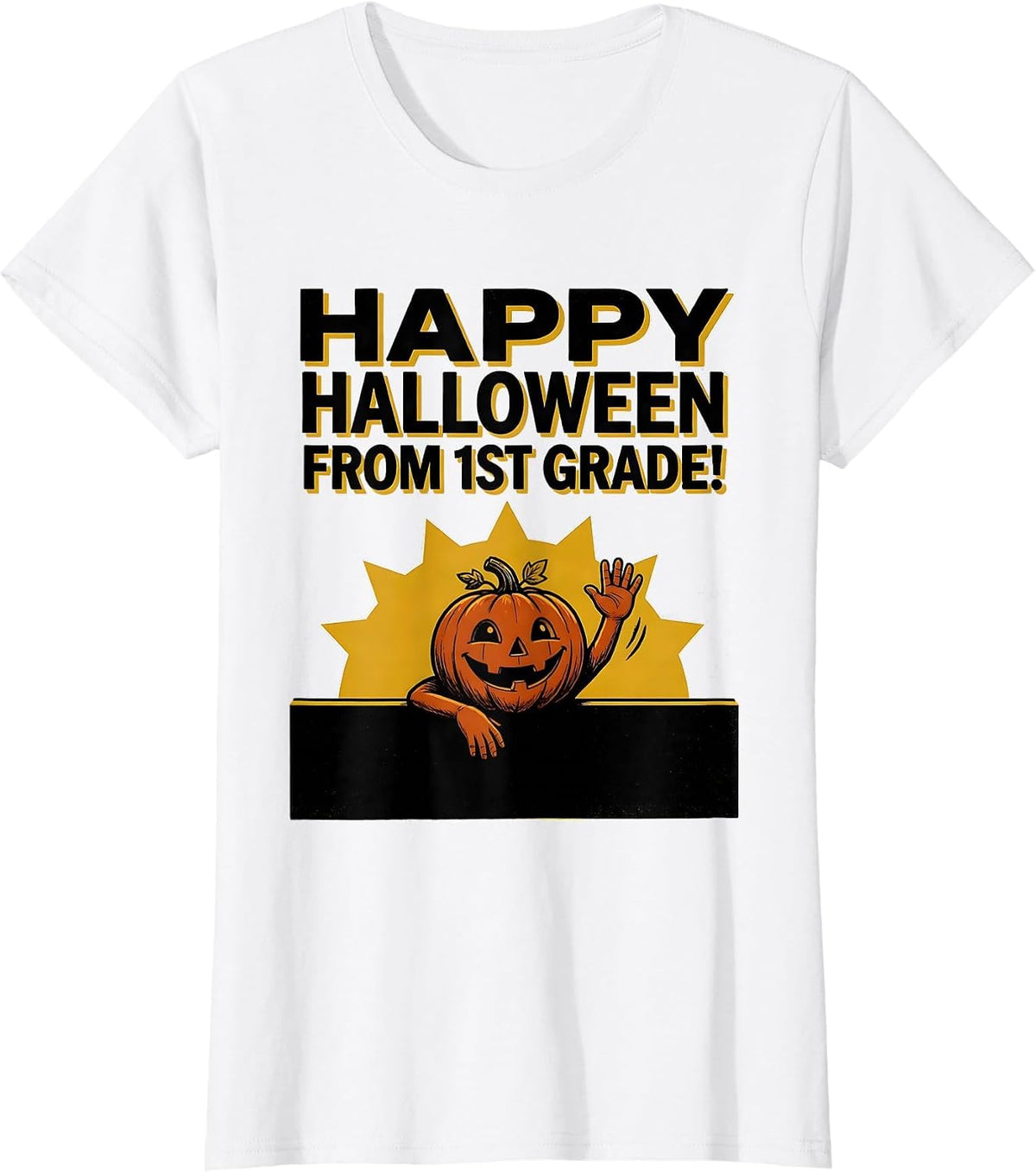 Women's Happy Halloween From 1st Grade Playful Grade-Level Boo Crew T-Shirt - White
