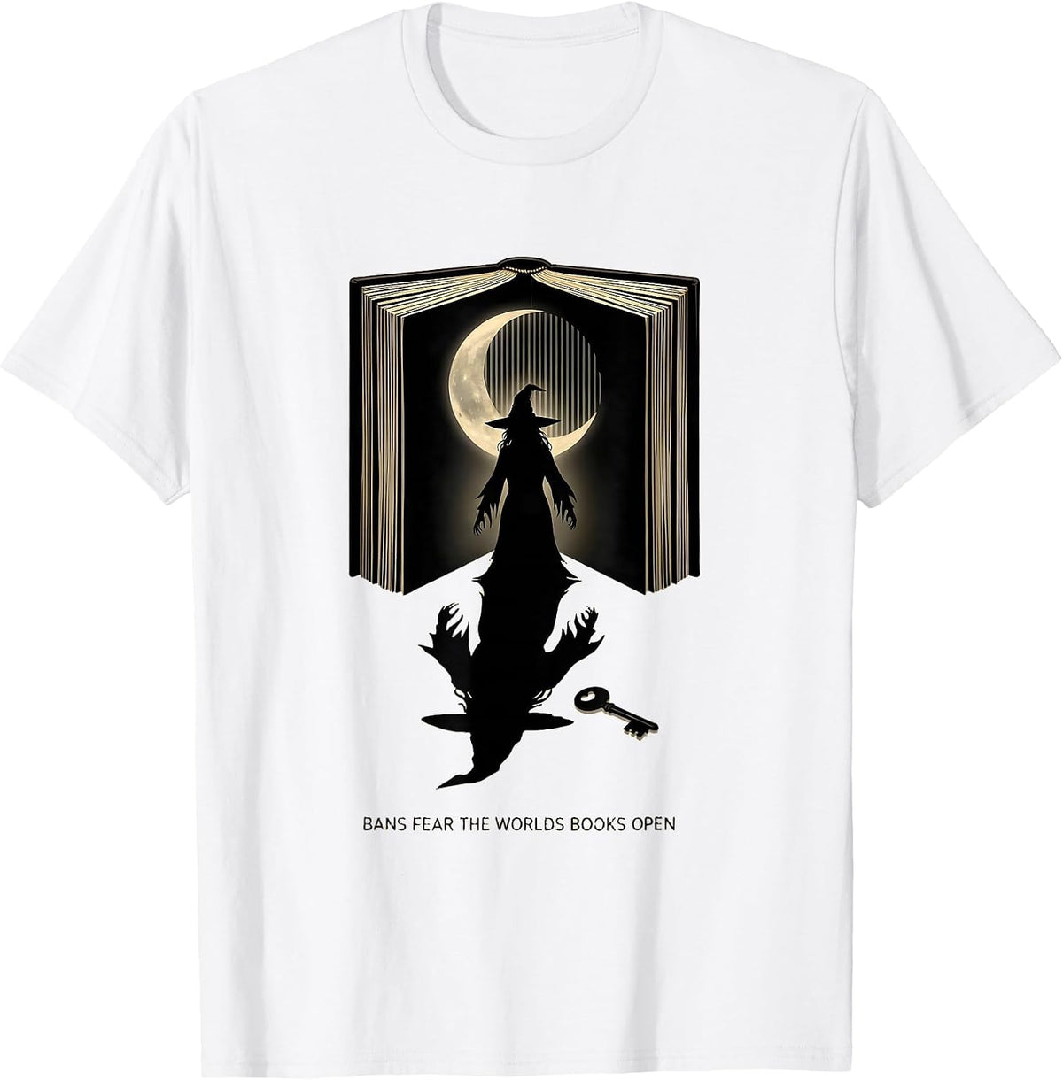 Men's Bans Fear The Worlds Books Open Witchy Book Lover Halloween T-Shirt - White