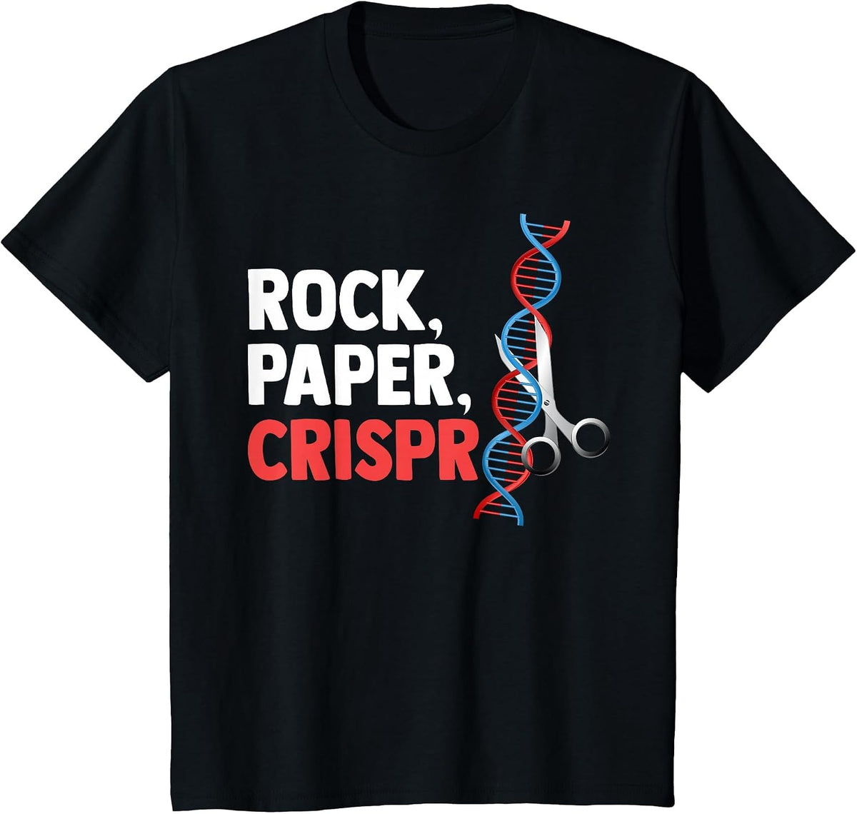 Crispr Rock Paper Scientist Biologist T-Shirt - Black