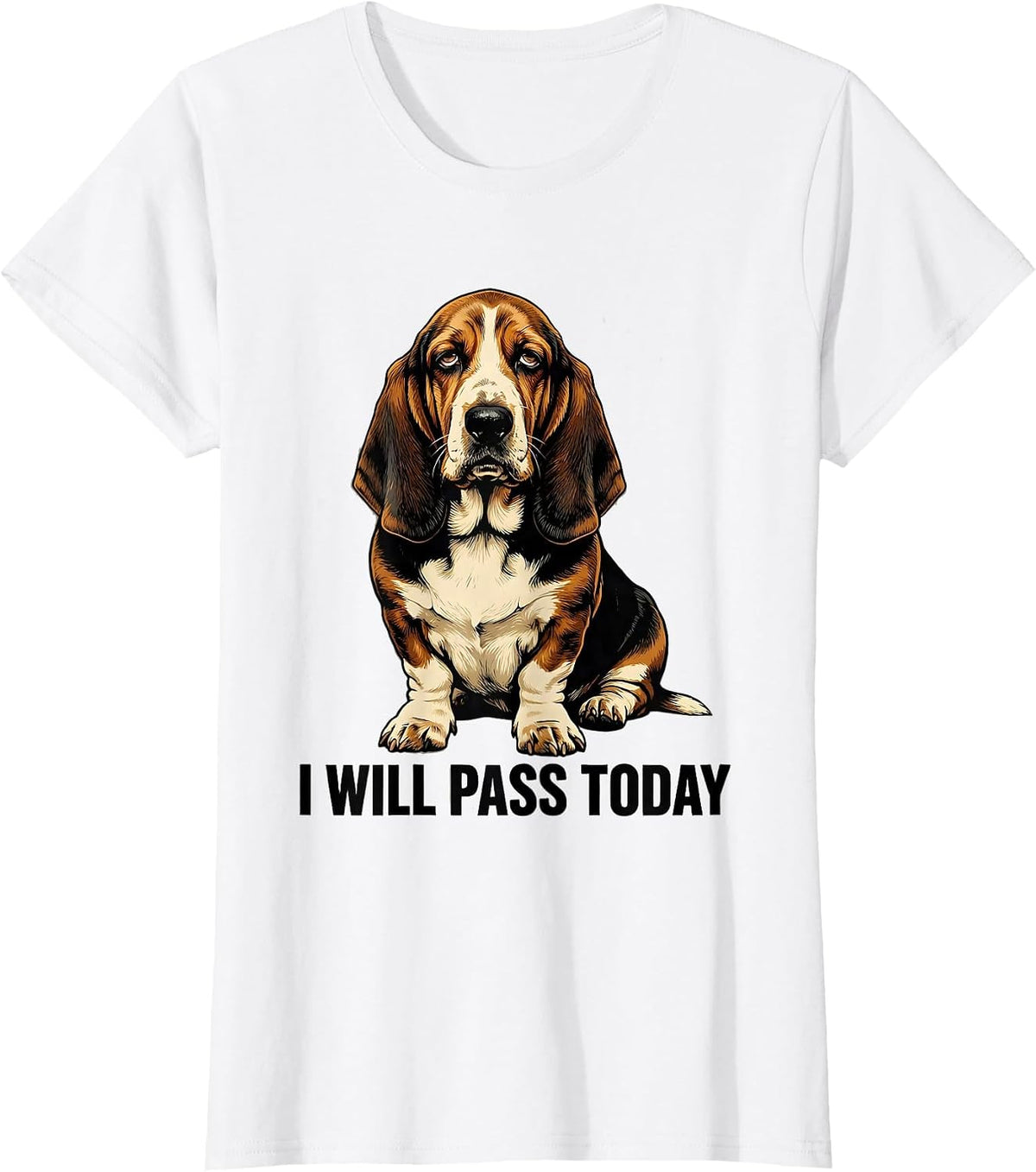 Women's I Will Pass Today Funny Basset Hound Dog Lover Dad Gift T-Shirt - White