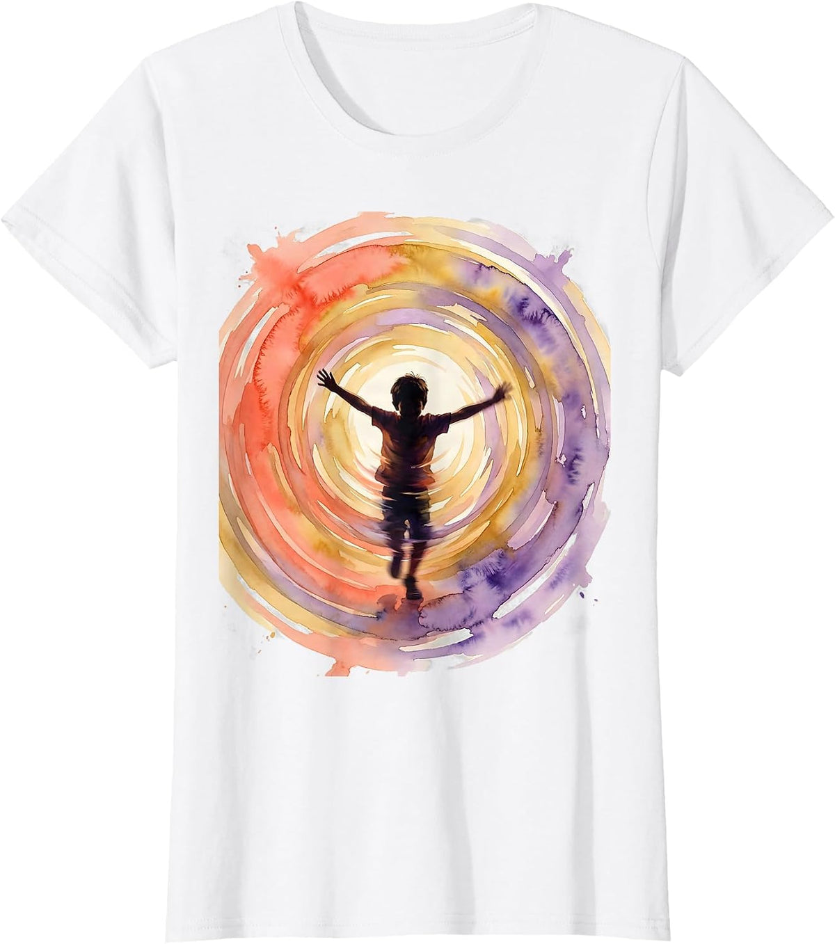 Women's Joyful Spinning Boy Autism Awareness Graphic T-Shirt - White