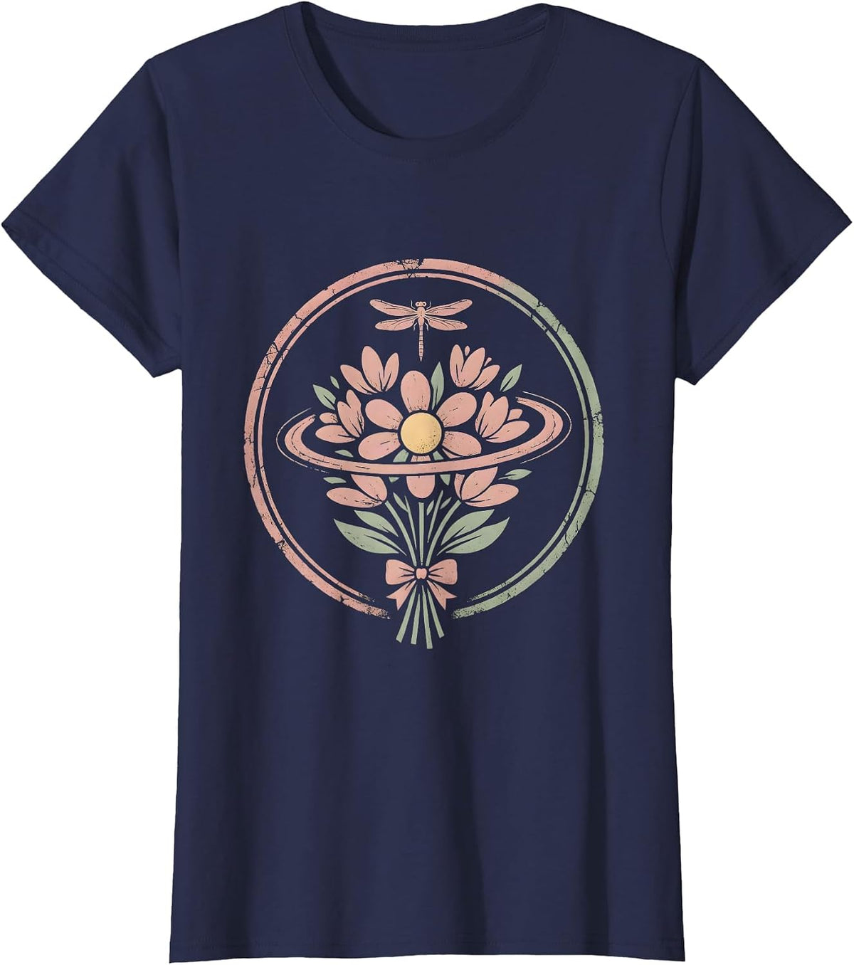 Women's Science Teacher Chalkboard Solar System Illustration T-Shirt - Navy Blue