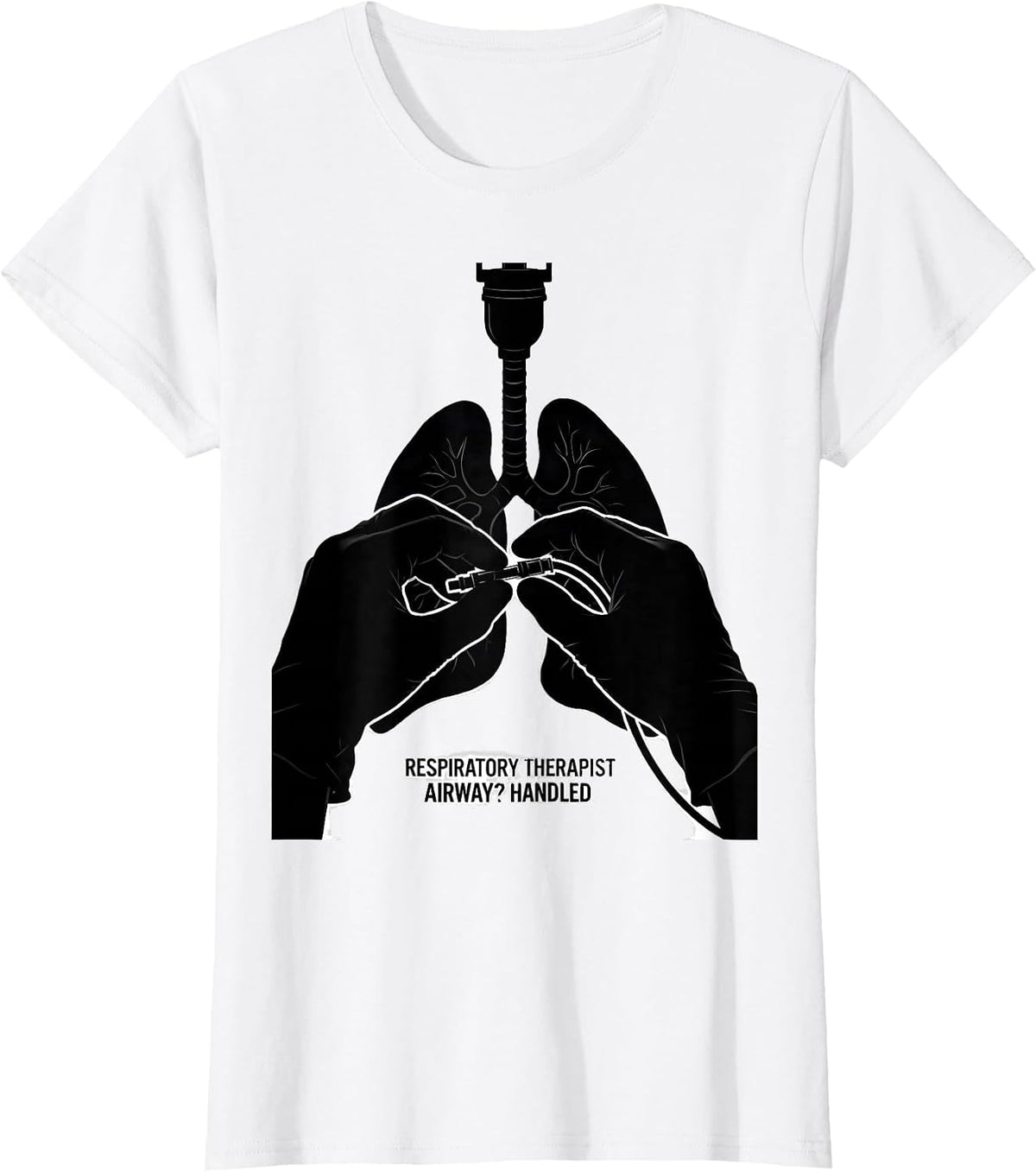 Women's Respiratory Therapist Airway Handled RT T-Shirt - White