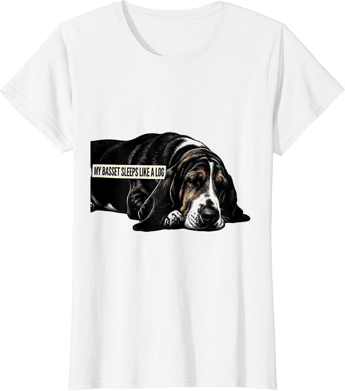 My Basset Sleeps Like A Log Funny Basset Hound Dog Owner T-Shirt - White