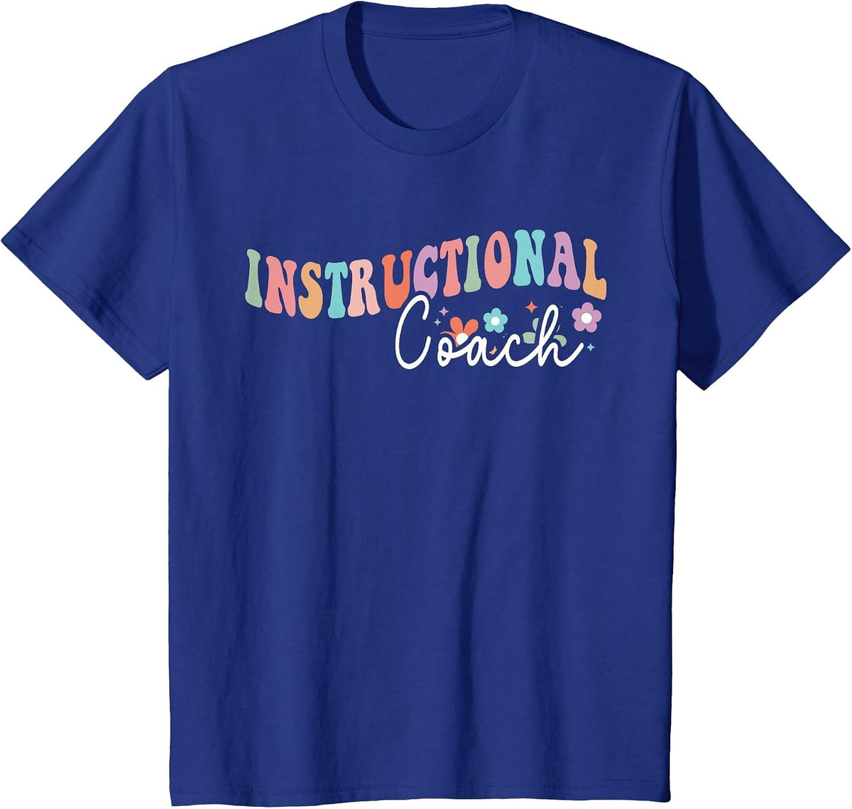 Instructional Coach Retro Groovy Academic Specialist Teacher T-Shirt - Royal Blue